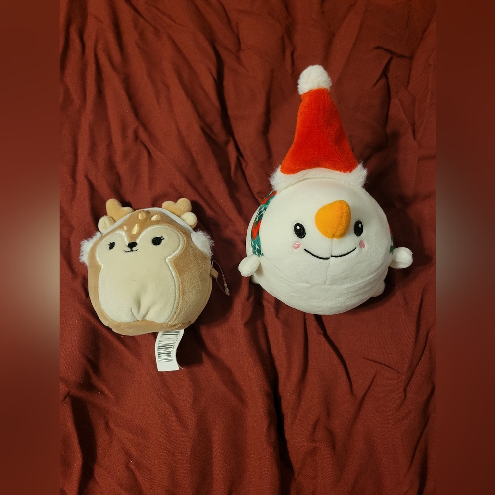 Squishmallows DAWN 4"in Plush Deer  And Smooshpal Christmas Snowman Plush